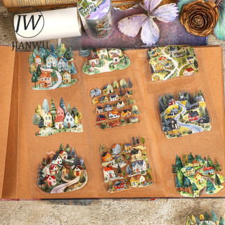 JIANWU 80mm * 200cm Vintage Bắc Âu Cottage Nhà Vật Liệu Phong Cảnh Cắt Băng Thêu Sò PET Sáng Tạo DIY Tạp Chí Văn Phòng Phẩm