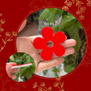 Set 10 bông hoa xốp nhung đỏ điểm xuyến không gian tết 6cm,phụ kiện trang trí Tết,hoa làm đồ thủ công handmade DIY