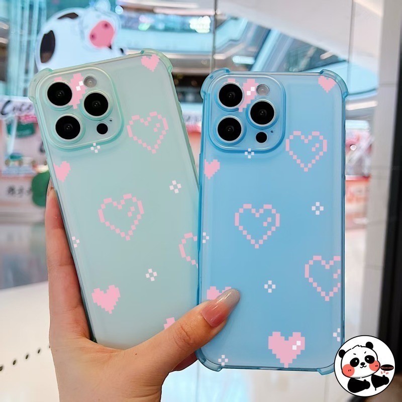 Ice Mist Matte Casing Cho OPPO Reno 15C 15F 15 Pro Max Mini A6 Find X9 Pro Reno15ProMax Reno15ProMini 5G 4G Ốp Lưng Sang Trọng Hoạt Hình Dễ Thương Pixel Trái Tim Tình Yêu Vỏ Điện Thoại Mềm