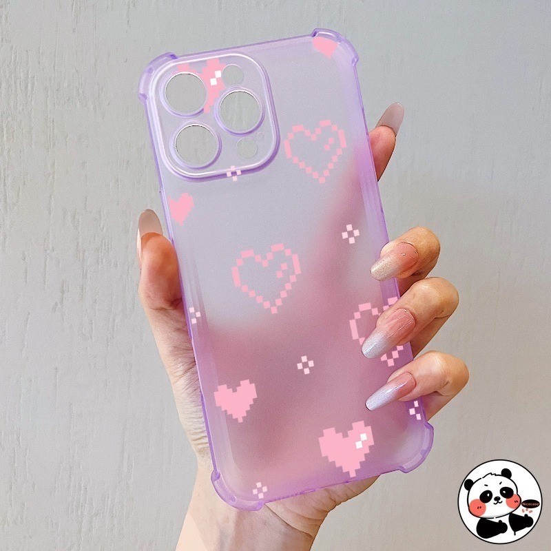 Ice Mist Matte Casing Cho OPPO Reno 15C 15F 15 Pro Max Mini A6 Find X9 Pro Reno15ProMax Reno15ProMini 5G 4G Ốp Lưng Sang Trọng Hoạt Hình Dễ Thương Pixel Trái Tim Tình Yêu Vỏ Điện Thoại Mềm