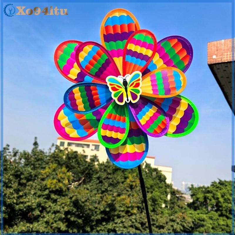 XOITU 1 Chiếc Ngoài Trời Hai Lớp Cối Xay Gió Màu Đồ Chơi Trẻ Em Nhiều Màu Sắc Gió Spinner Nhà Trang Trí Sân Vườn Công Viên Cảnh Quan Trang Trí VN