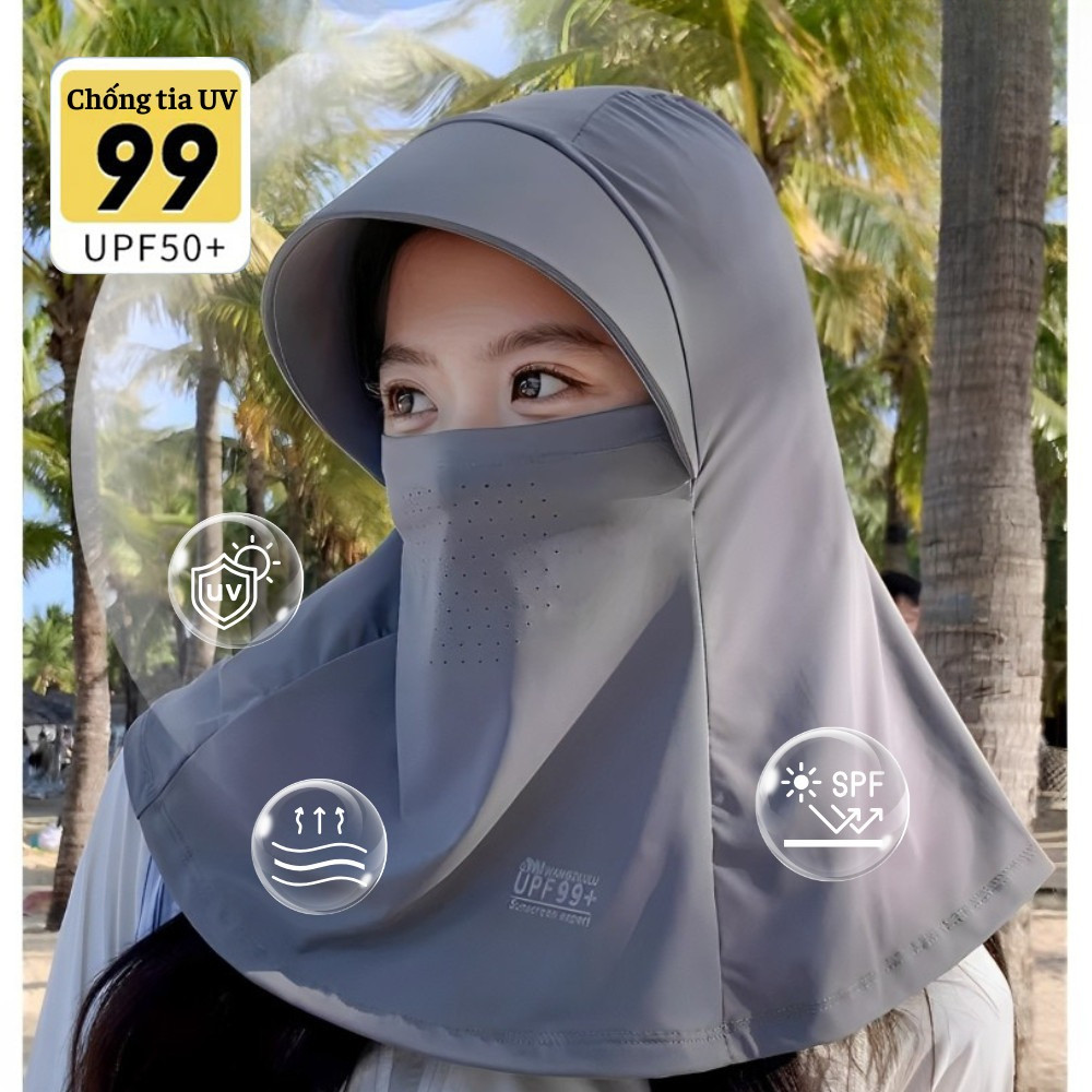 Mũ Chống Nắng Trùm Đầu Tích Hợp Khẩu Trang Che Cổ, Thoáng Khí, Chống Bụi & Tia UV Hiệu Quả Xuân Hè 2025