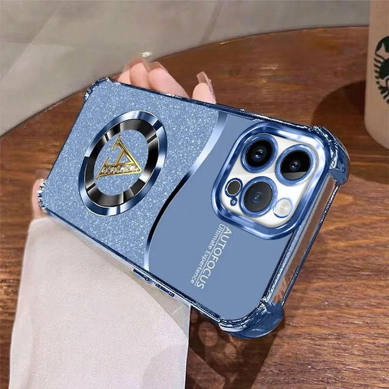 Ốp Lưng Cho iPhone 12Promax, Phim Hoạt Hình Full Cover, Chống Rơi, Hộp Chữ Lấp Lánh Xanh, Mạ Điện, Vỏ Điện Thoại Silicon Bảo Vệ Camera