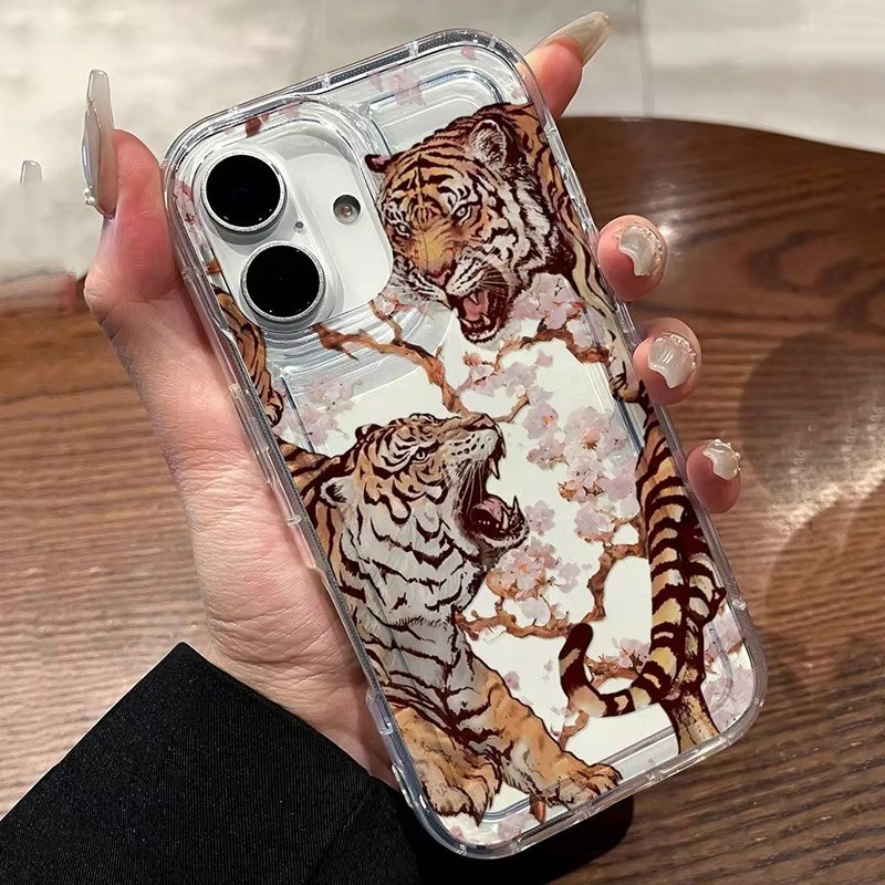 Ốp lưng trong suốt in hình con hổ mận Blossom Vicious cho Samsung S26 S25 S23 S24 Ultra S22 Plus S21 S20 FE A55 A35 A15 A54 A53 Vỏ chống sốc mềm