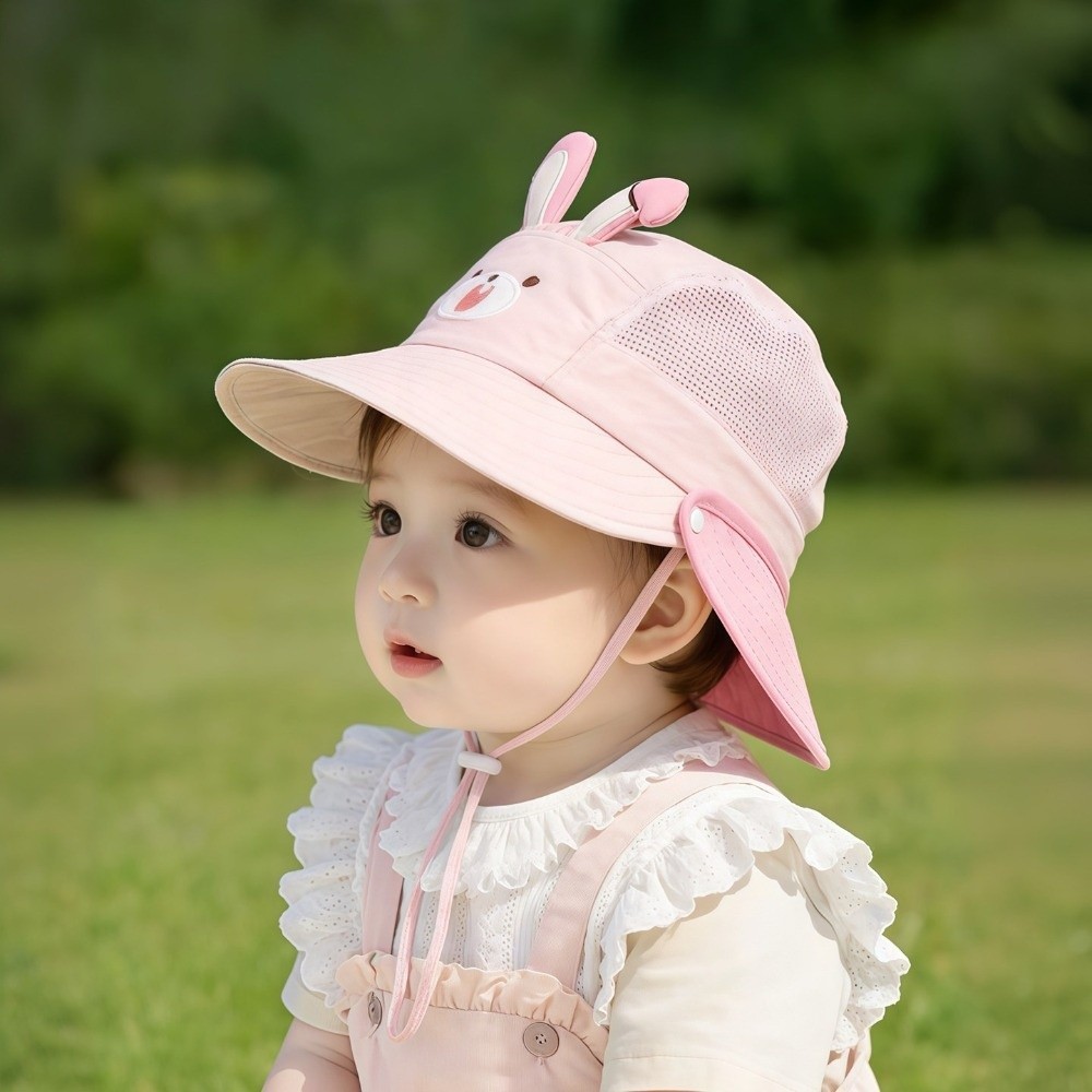 Mũ câu cá trẻ em FANSIN, Mũ bé chống tia cực tím mỏng, Mũ chống nắng dễ thương có thể gập lại vành lớn Mũ ngư dân cho trẻ em