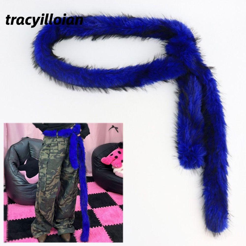 Thắt lưngTRACEILLOIAN mềm mại, lông xù punk ấm áp, style Harajuku Y2K cho jeans
