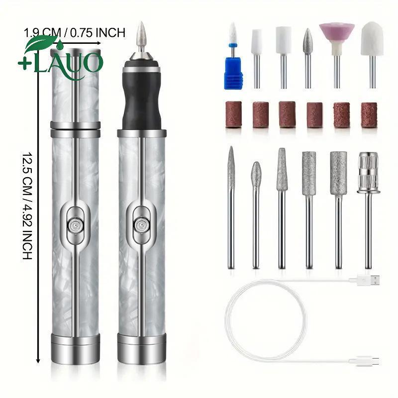 Springevenstar Bộ khoan móng tay điện 4 tốc độ, dụng cụ chăm sóc móng acrylic, dùng cho salon và tại nhà, kèm đầu mài móng chân