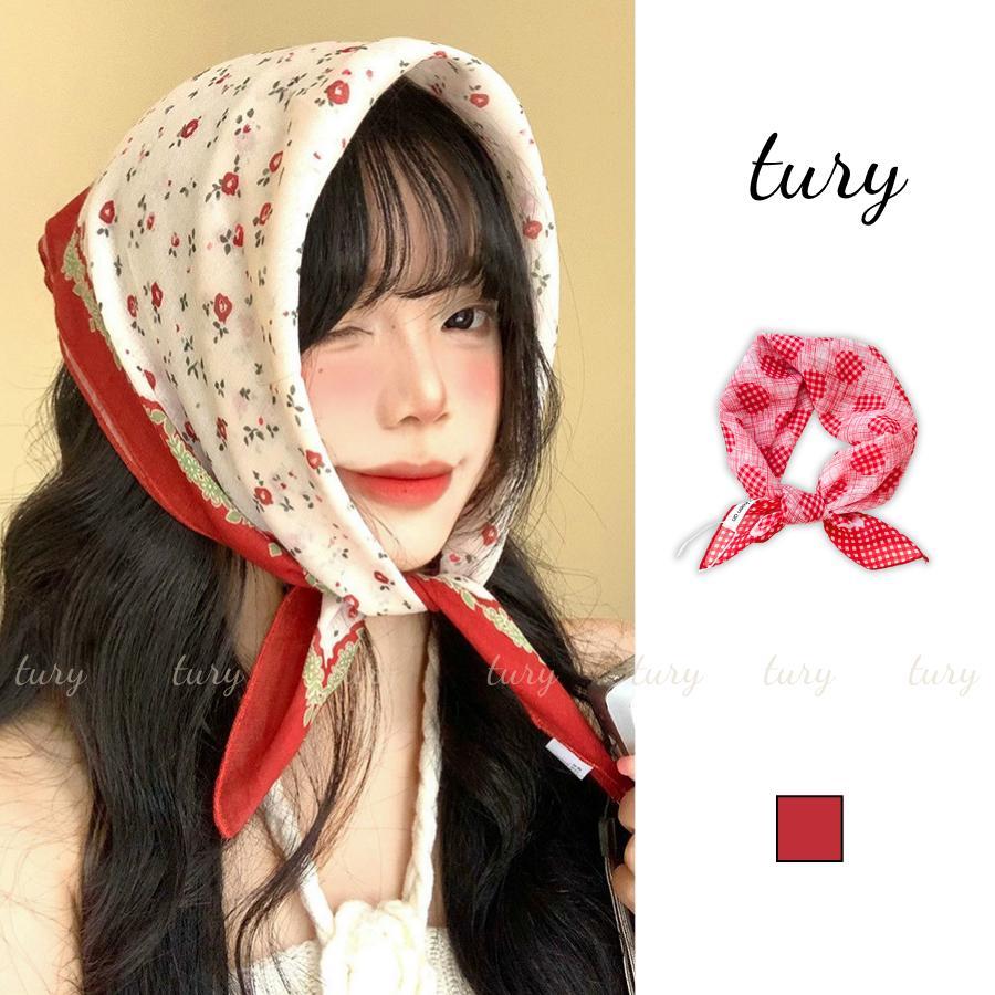 Khăn Trùm Tóc Nữ - Tury - Khăn Chiffon Trùm Tóc Tone Đỏ Dễ Thương - ST015