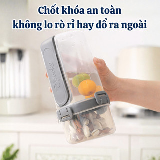 Cốc Đựng Yến Mạch Ngũ Cốc 2 Ngăn 500ML, Hũ Đựng Ngũ Cốc Có Nắp Chống Tràn Kèm Muỗng Mang Đi Tiện Lợi