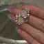 Bông tai hoa pha lê và ngọc trai zircon, phụ kiện thời trang đơn giản, món quà hoàn hảo để dự tiệc