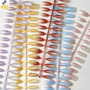 < YEI > 30 Chiếc Móng Tay Handmade Gradient Mắt Mèo Bấm Trên Móng Tay Giả Vừa Ngắn Đầu Móng Tay Thiết Kế Phổ Biến Trang Trí Hoa Full Cover Mới