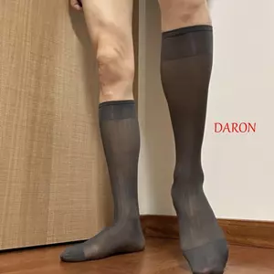 DARON Nam Đầm Mỏng Ống Tất, Sheer Ống Giữa Màu Trơn Kinh Doanh Tất, Thoải Mái Giữa Viền Mờ Mỏng Rộng Sọc Tất Lụa Kinh Doanh