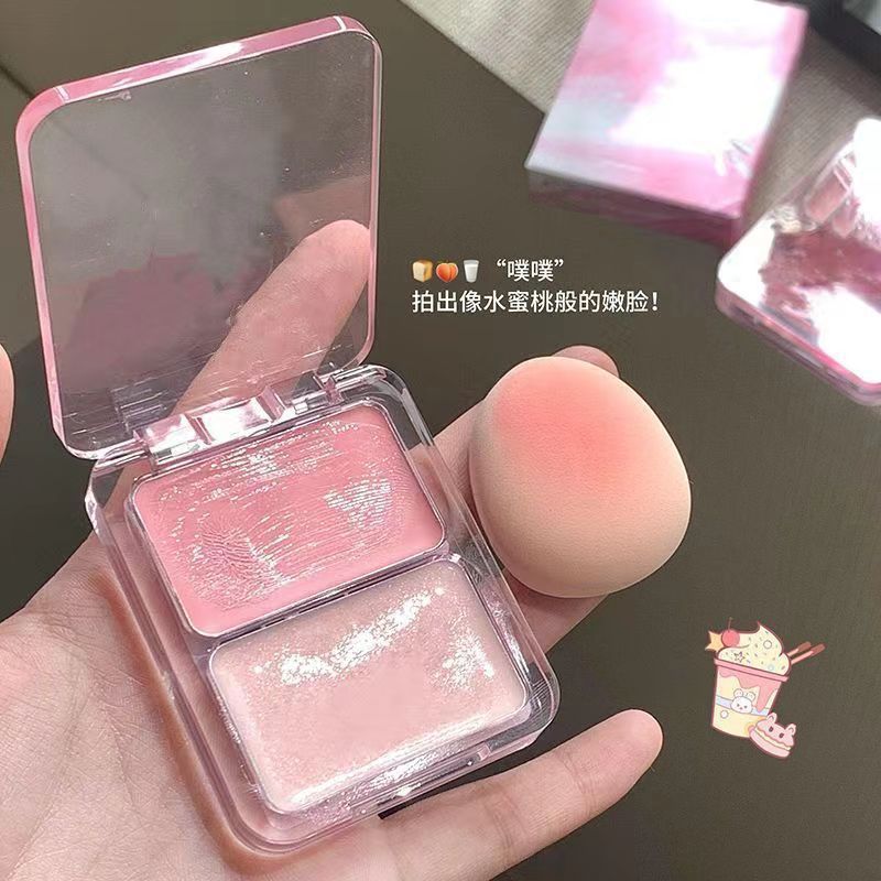 Phấn má Hàn 【hiệu ứng nước】 - Dạng kem, hồng tông be, kiêm highlighter, hàng nội địa giá sinh viên