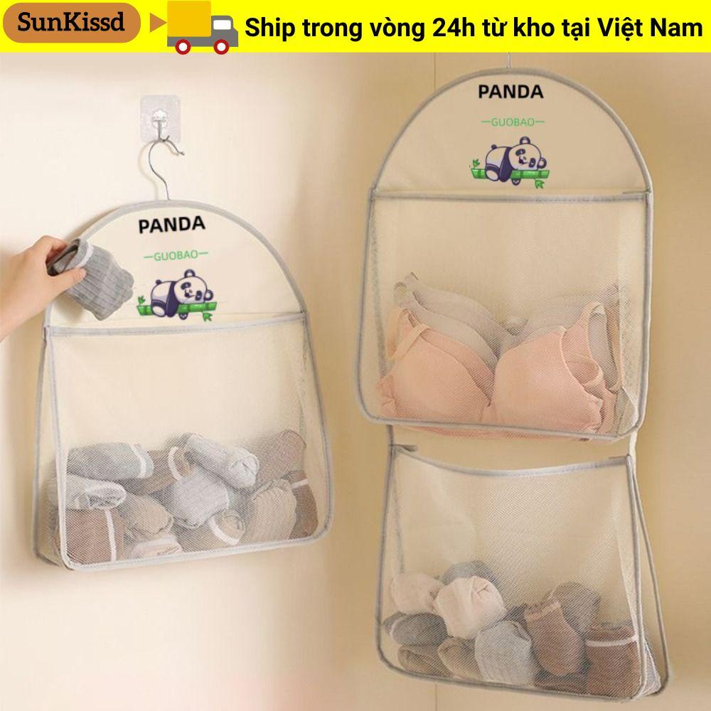 SUNKISSD Tất Túi Bảo Quản, Tủ Quần Áo Treo Túi Lưới Bảo Quản Nhiều Lớp, Đa Năng Dung Tích Lớn Tiết Kiệm Không Gian Túi Tổ Chức Lưới Gấu Trúc