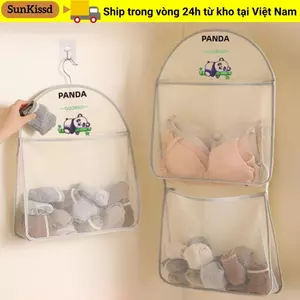SUNKISSD Tất Túi Bảo Quản, Tủ Quần Áo Treo Túi Lưới Bảo Quản Nhiều Lớp, Đa Năng Dung Tích Lớn Tiết Kiệm Không Gian Túi Tổ Chức Lưới Gấu Trúc