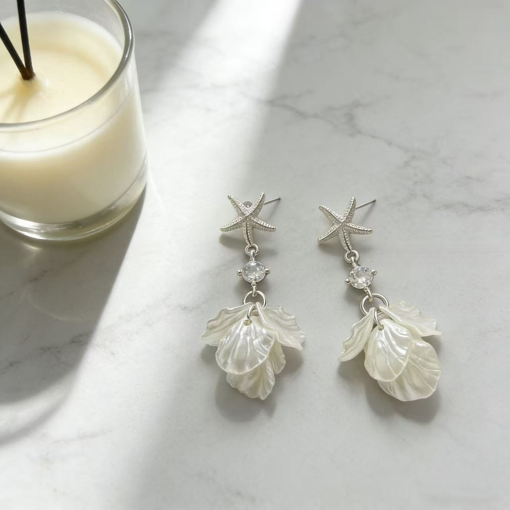 Trang sức thời trang Hàn Quốc - Bông tai nữ zircon hình sao biển, đơn giản nhưng cá tính