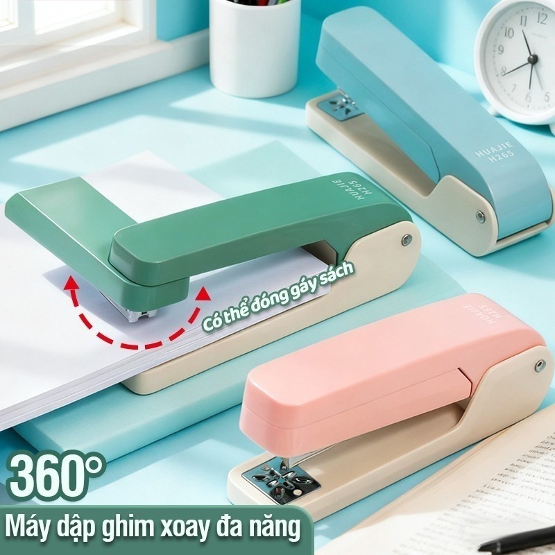 Dập ghim xoay chiều 360 độ cao cấp bấm giấy dày chắc chắn cho học sinh văn phòng tiện lợi hiện đại