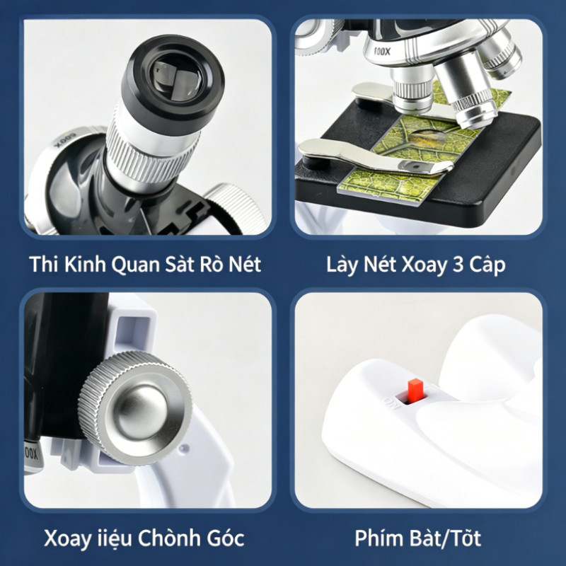Bộ Kính Hiển Vi Mini 100X-1200X,Tròng Kính Trong Suốt,đồ Chơi Thông Minh,dành Cho Học Sinh Người Thích Khám Phá