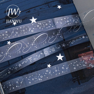 JIANWU 3 Cuộn / bộ Bạc Số Đặc Biệt Series Vintage Star Dots Vật Liệu Phong Cảnh Cắt Băng PET Tạp Chí Sáng Tạo Văn Phòng Phẩm