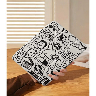 black and white graffiti Ốp bảo vệ gập chữ Y cho iPad cho Air 4/5/6/7/8 M3 M5 iPad Gen 11 A16, Pro 11 M4  Chống sốc
