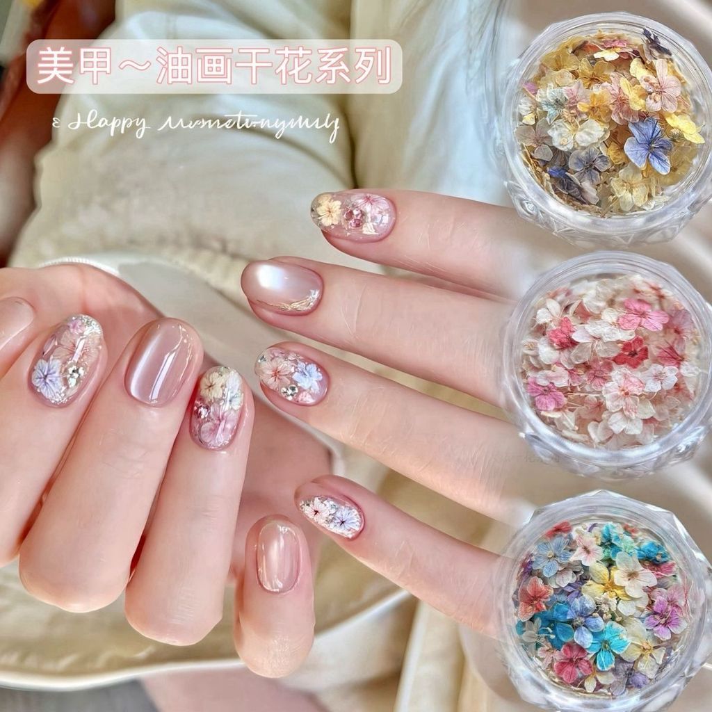 Làm Móng Tay Hoa Khô Chất Liệu Hỗn Hợp Monet Garden Mini Năm Cánh Chất Liệu Hoa Tím Nhỏ Hoa Tự Làm Móng Tay Trang Sức