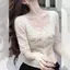 Áo thun ngắn tay thêu ren kiểu Pháp dành cho nữ mùa hè thon gọn hơn trông giảm tuổi Thiết kế thời trang Feel Be