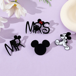 4 Cái / bộ Dễ Thương Chuột Mickey Đen Trắng Huy Hiệu Kim Loại Đầu Mickey Pin Trang Trí Trâm Cài