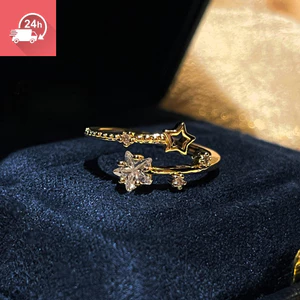 Nhẫn nữ khảm zircon điều chỉnh được, phong cách Nhật Bản và Hàn Quốc