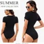Bộ đồ liền thân PYCOU Bodycon, Áo liền mạch Slim Fit Skinny Rompers, Áo liền quần ngắn tay co giãn cổ chữ O dành cho nữ Body Top Jumpsuit Club Wear