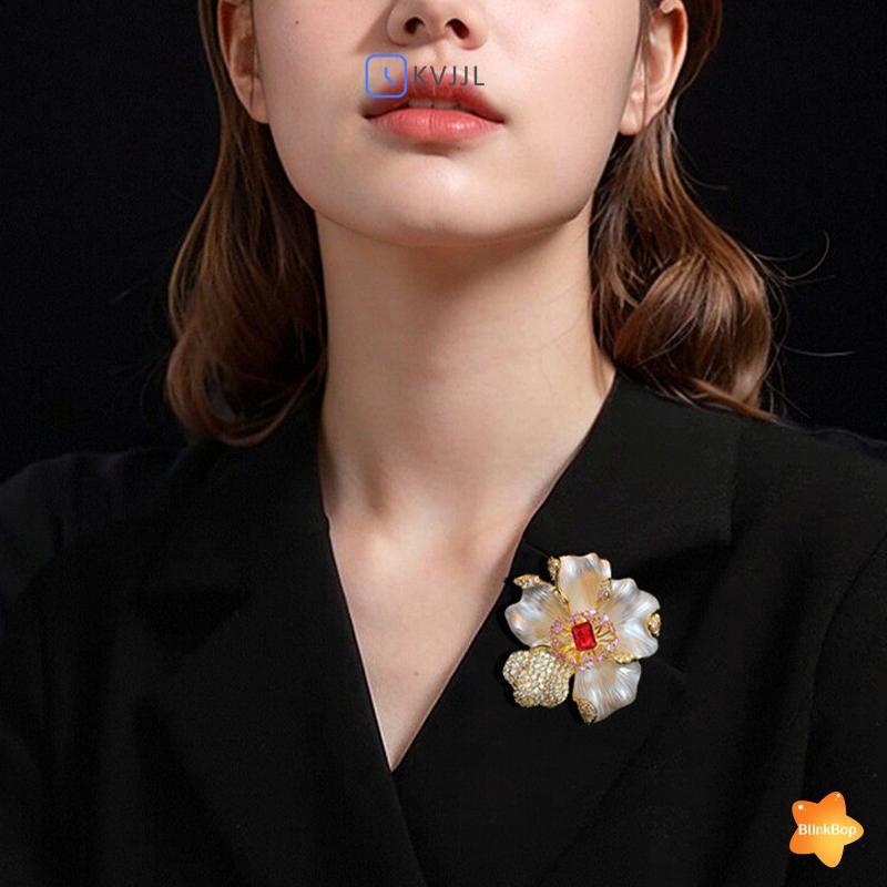 [KvJJL-t] Thổ Cẩm Ngọc Trai Hoa Hợp Kim Vintage Châu Âu Phong Cách Mỹ Thanh Lịch Ngực Hoa Pin Dành Cho Nữ Tiệc Cưới Phụ Kiện Mới