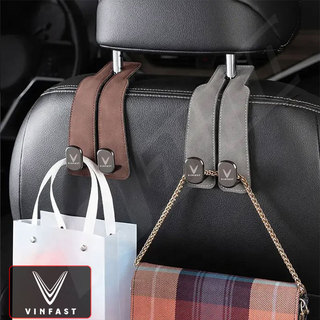 Vinfast Xe Tựa Đầu Móc Cao Cấp Da Lộn Ghế Sau Treo Móc Kép 20KG Móc Treo Hợp Kim Chịu Tải Lớn Cho Lux A Fadil VF3 VF5 VF6 VF7 VF8 VF9 Limo Xanh Helio Xanh