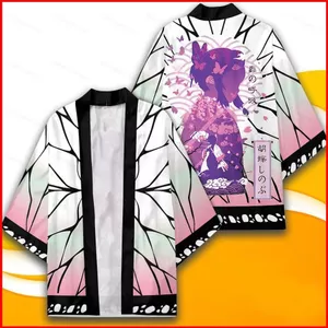 Áo cosplay Cardigan Kimono Haori Anime Demon Slayer: Kimetsu no Yaiba - Hình mẫu Tanjirou, Shinobu, Zenitsu