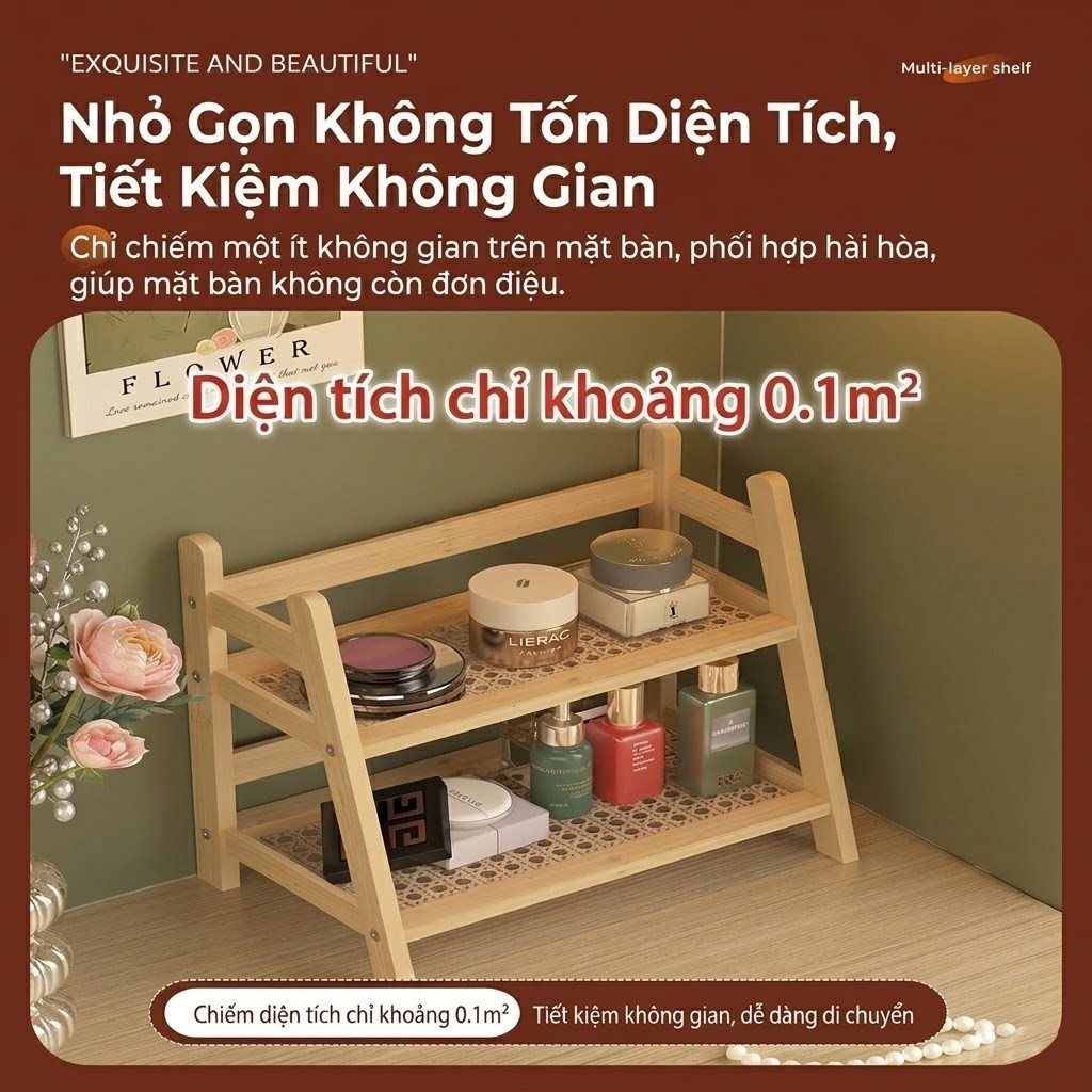 Kệ Gỗ 2 Tầng Phong Cách Tối Giản Để Đồ Trang Trí Và Đồ Dùng Hàng Ngày Tạo Góc Sống Đẹp Cho Người Trẻ