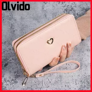 Ví hai lớp OLVIDO, Túi xách phong cách dài chất liệu PVC dung tích lớn, họa tiết hoa thời trang Thiết kế sang trọng Túi xách nữ nữ bé gái
