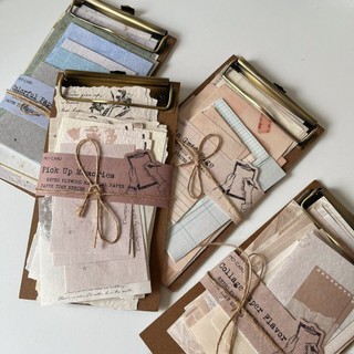 Set giấy note retro junk journal Paper Time Mocard kèm clipboard