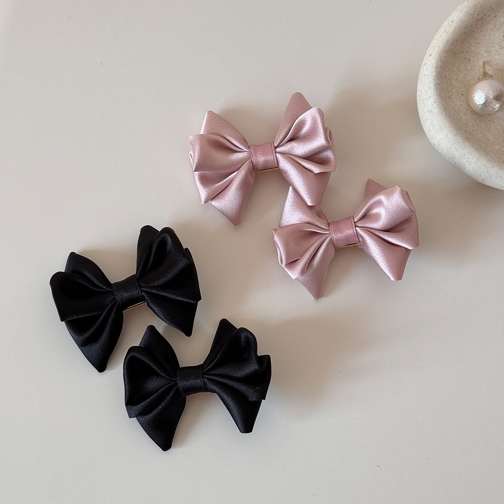 Kẹp tóc mỏ vịt satin mặt nơ nhỏ, thiết kế quá khổ cho nữ