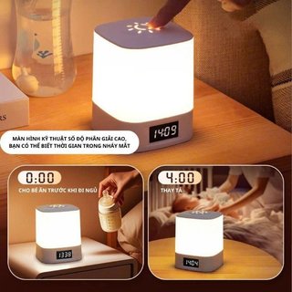 【BabyJoy】đèn ngủ để bàn tích điện đồng hồ led điều khiển từ xa 3 màu chỉnh sáng cho phòng ngủ trẻ