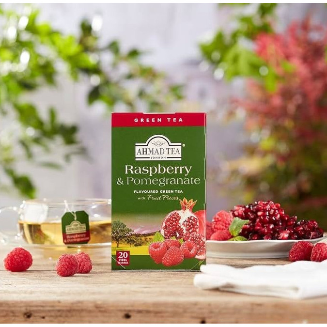 Trà Phúc Bồn Tử & Lựu AHMAD Raspberry & Pomegrate Hộp 40g 20 TúiLọc Có Bao Thiếc, Hương Vị Thơm Ngon