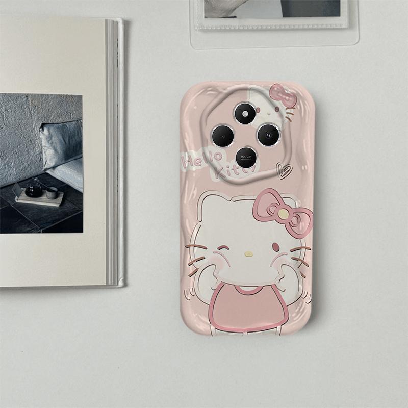 Vỏ Cho Redmi 14C POCO C75 Phim Hoạt Hình Kem Cặp Đôi Mèo Mềm TPU 3D Sóng Silicon Vỏ Điện Thoại
