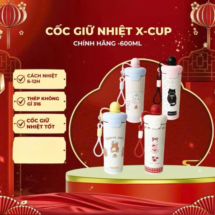 Bình Giữ Nhiệt-Cốc Giữ Nhiệt XCUP 600ML Thép Không Gỉ 316 an toàn Tiện Dụng. C87 SHOP
