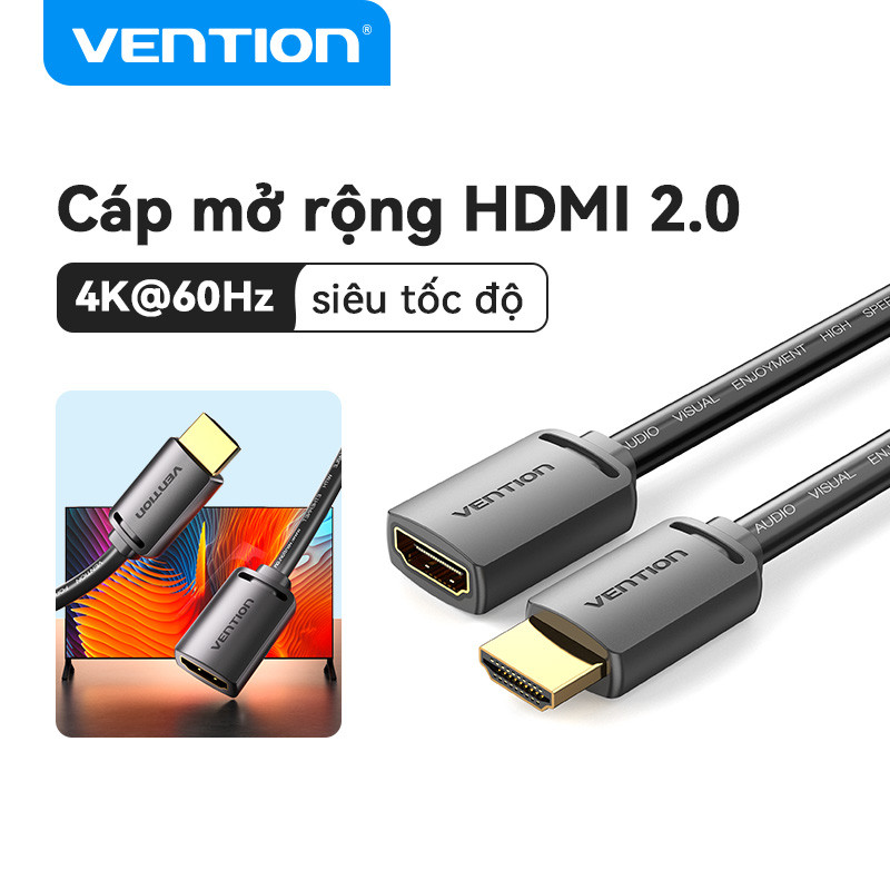 Cáp Nối Vention Dài HDMI Đầu Đực Sang Đầu Cái 4K 3D 1.4V Cho TV HD LCD Máy Tính Xách Tay Máy Chiếu PS3
