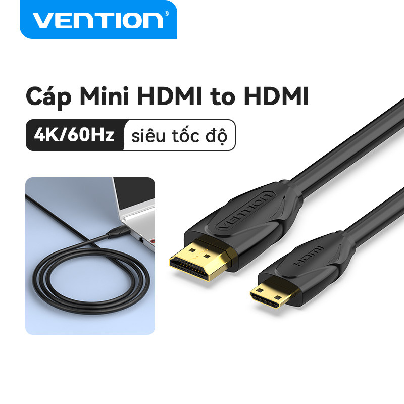 Cáp Chuyển Mini HDMI Sang HDMI Vention Hỗ Trợ 4K@60Hz Kết Nối Camera,Máy Ảnh, Laptop, Máy Chiếu