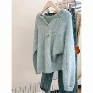 Áo len dài tay mùa đông thiết kế cổ V chất liệu len mềm mại dành cho nữ phong cách trẻ trung XIMIMI SP413