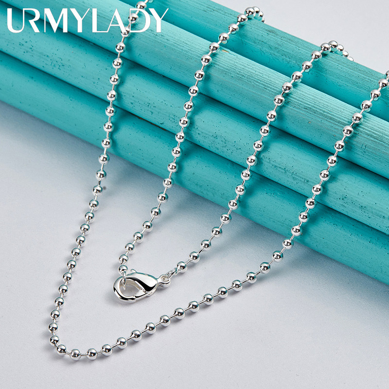 URMYLADY Bạc 925 Hạt Vòng cổ 16-30 Inch Cho Nữ Tiệc Cưới Trang Sức Thời Trang