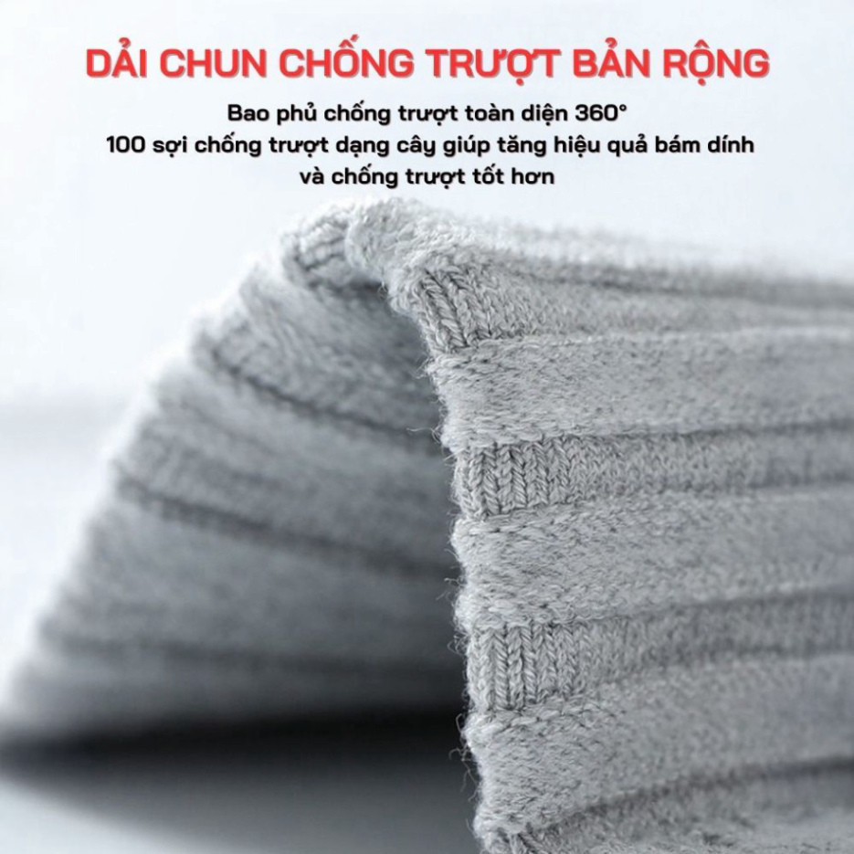 Combo 2 đôi tất đầu gối co giãn cao, thoáng khí, chống trượt 360° giữ nhiệt bảo vệ khớp gối