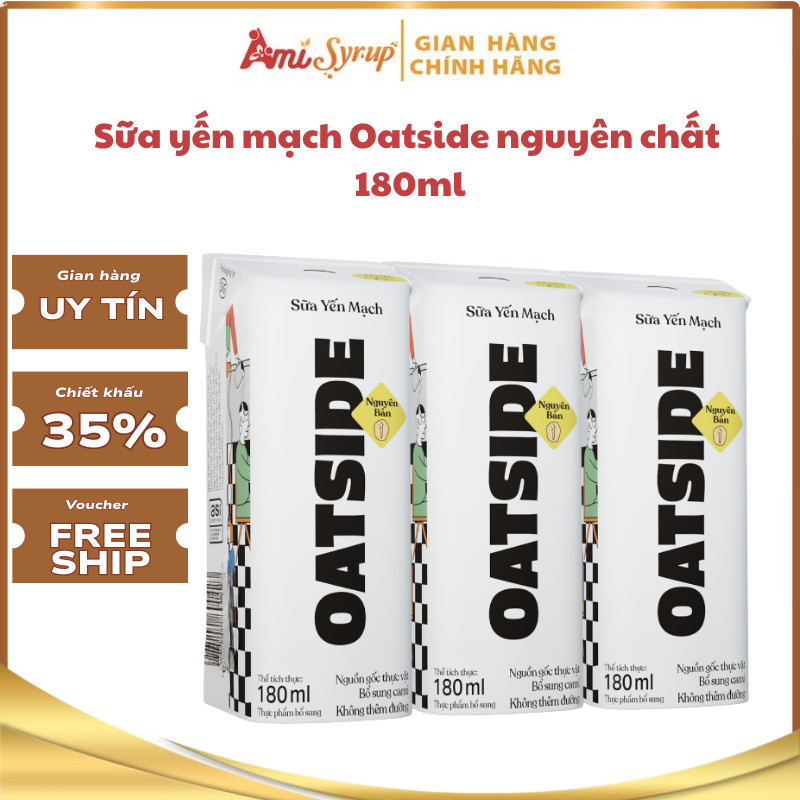Sữa Yến Mạch OATSIDE Nguyên Chất Lốc 3 Hộp 180ml Thuần Chay Thơm Ngon Bổ Dưỡng