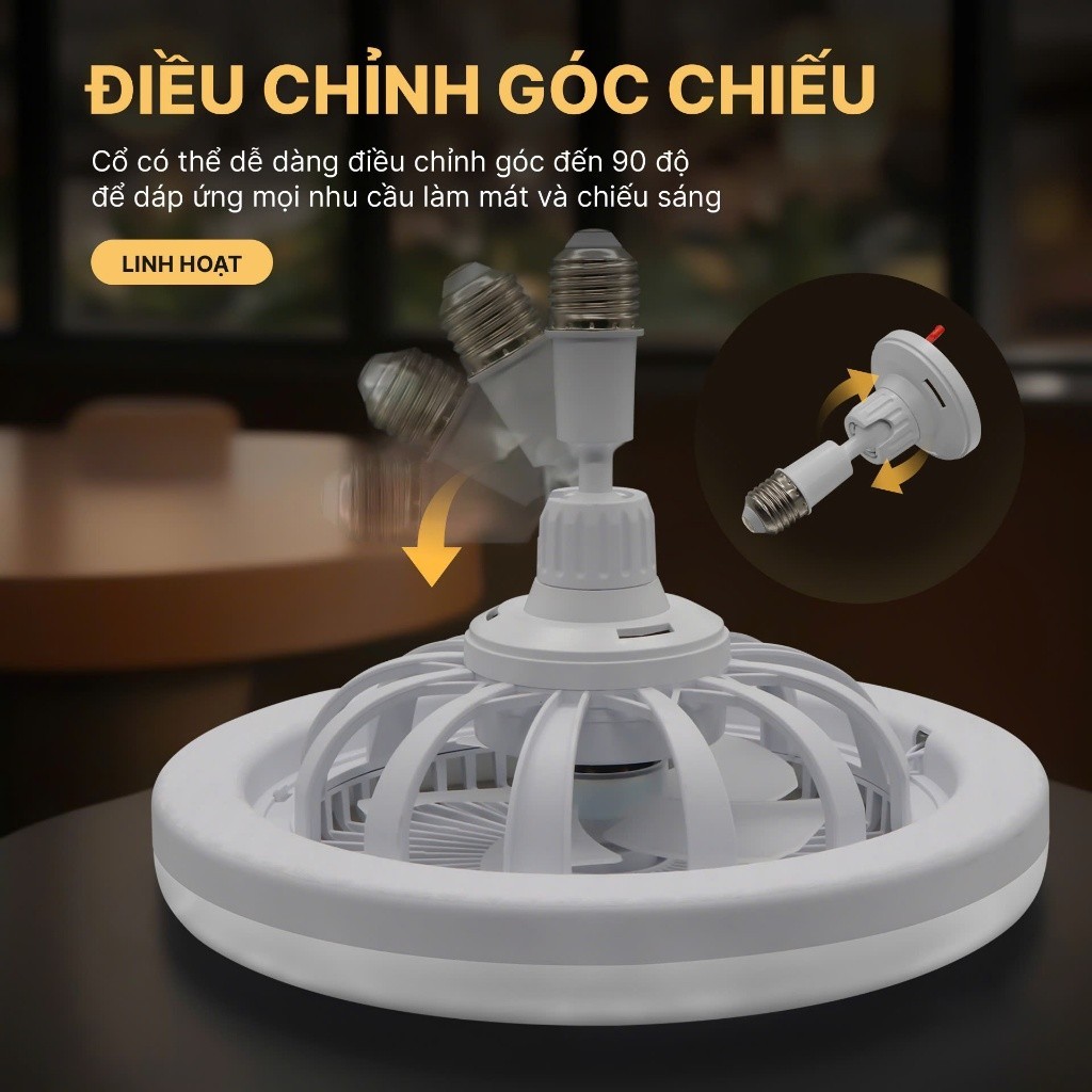 Quạt trần đèn LED 3 chế độ phát sáng, tiết kiệm điện, điều khiển từ xa kèm viên nén hương khử mùi
