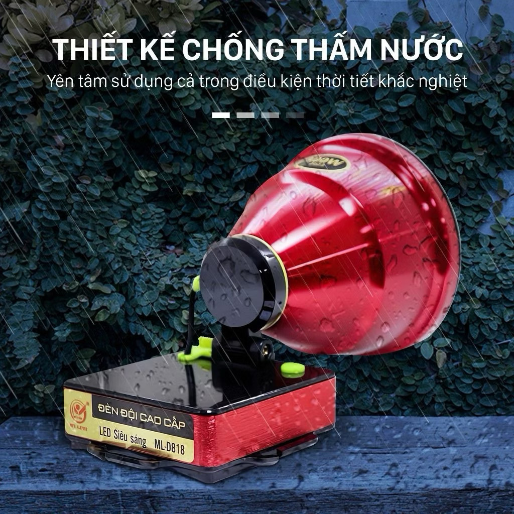 Đèn pin đội đầu siêu sáng Mỹ Linh, đèn pin D818 chống nước, vỏ hợp kim nhôm, 3 chế độ sáng