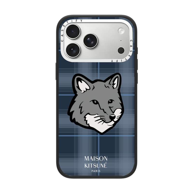 CASECASE X Maison Kitsune Fox Blue Checker Case Phiên bản vòng máy ảnh màu trắng Màu đen mờ Vỏ tác động hút từ tính cứng cho Apple IPhone 13 14 15 16 17 Pro Max Air Plus có hộp
