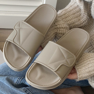 XIXITIAO Dép Dép Đơn Giản Màu Trơn Cặp Đôi Velcro Nhà Đế Mềm Nam Nữ